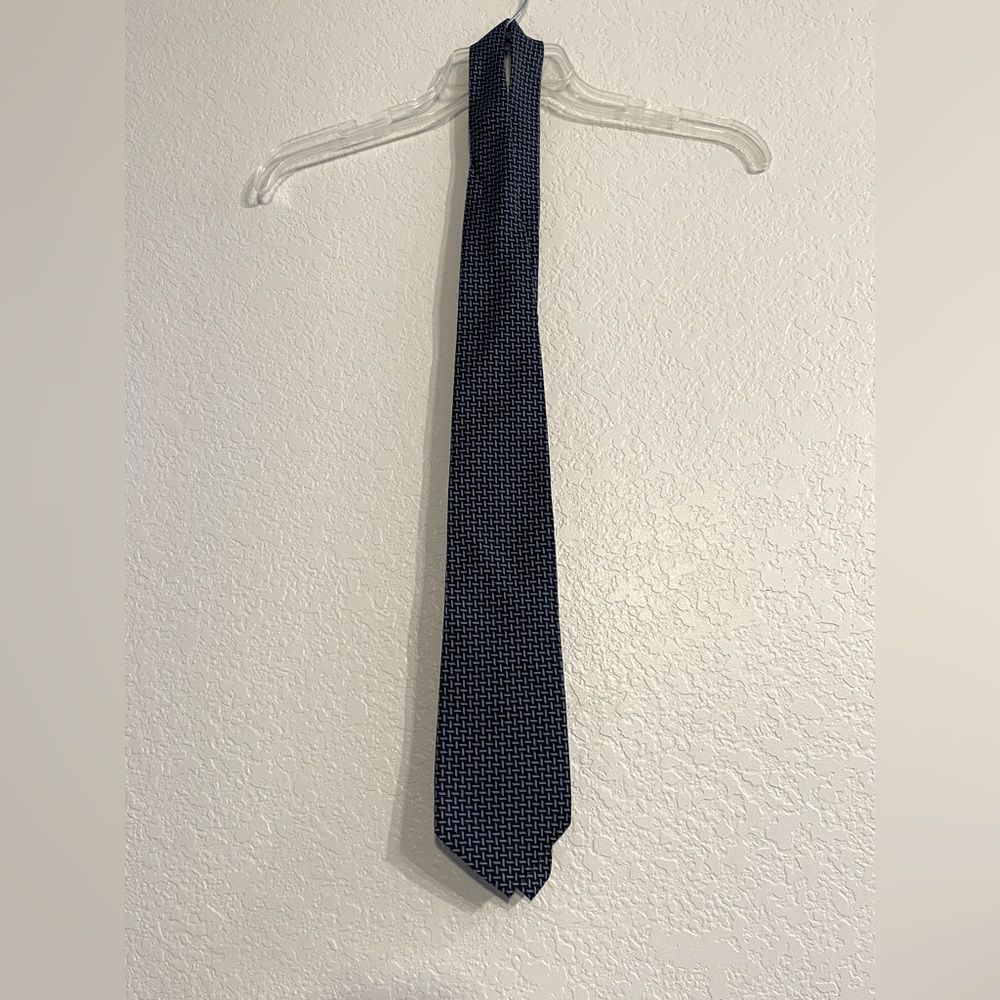 Lauren Ralph Lauren Necktie Blue Geometric Design Classic Mens Tie 58" 100% silk
